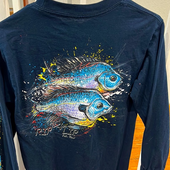 Women’s blue small Rip A Lip fish wear long sleeve cotton shirt. Worn 3 times. - Picture 2 of 3